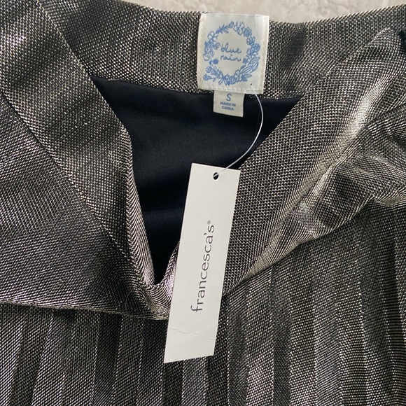 Blue Rain / Francesca,s NWT Silvery Gray Metallic Skirt - Picture 10 of 12
